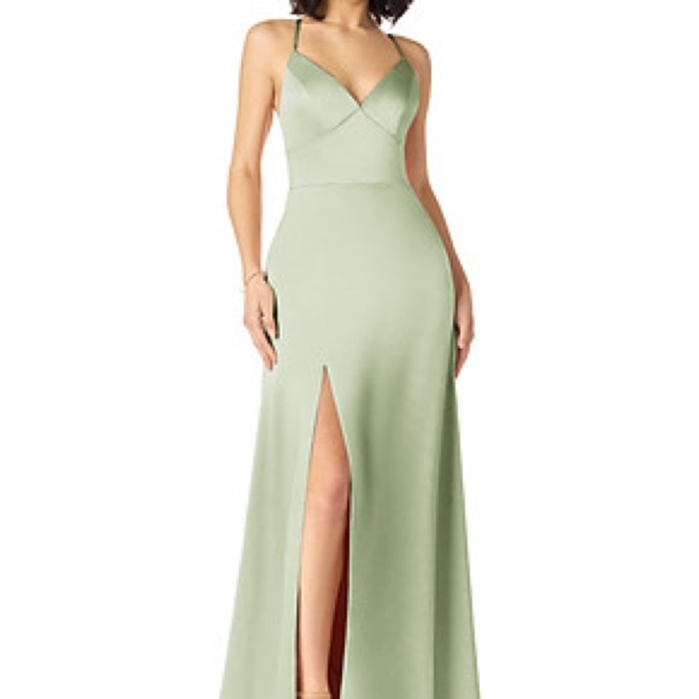 Azazie Sage Green Bridesmaid Dress with Slit